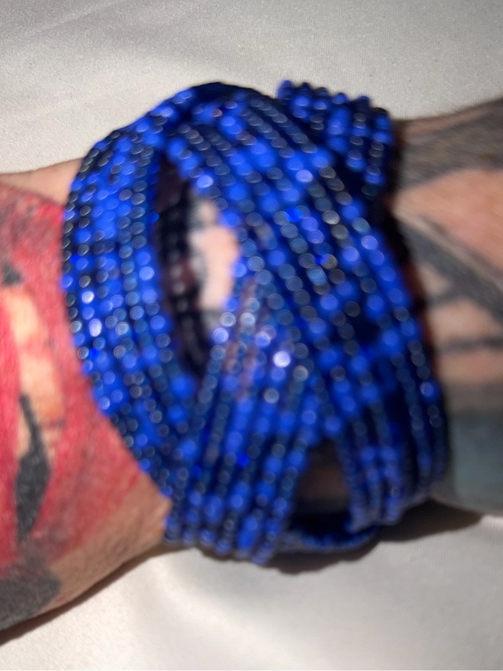 Hand Crafted Boho Beaded Crossover Wrap:Cuff Bracelet